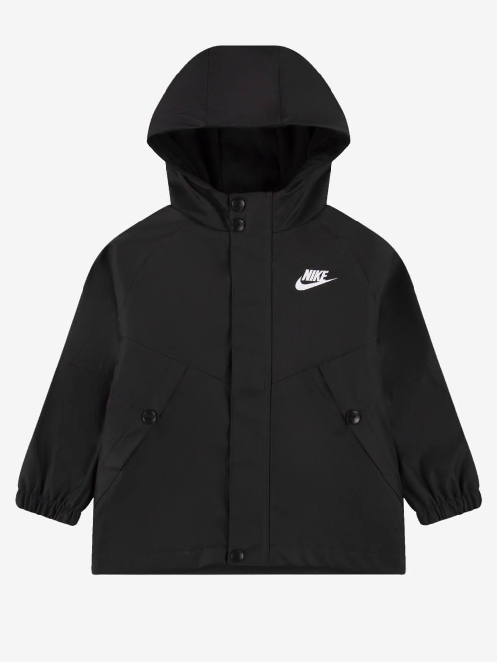 Nike Boys 2T Black Hooded Rain Jacket Water Resistant Fleece Lined 76M108